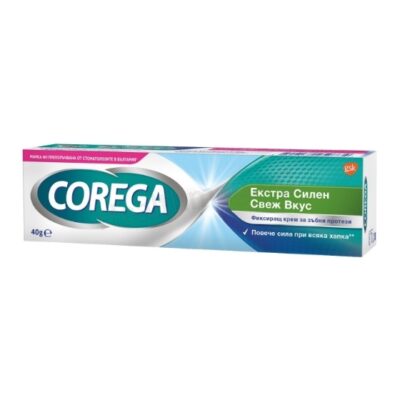КОРЕГА фиксиращ крем за зъбни протези Corega Extra Strong Свеж ментов вкус, 40 г