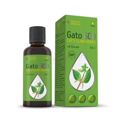 Gato 600, Гато 600 Котешки нокът капки 50 мл, Doleran Pharma Gato 600 drops 50ml+β-Glucan /SAMENTO/ Хранителна добавка с подсладител