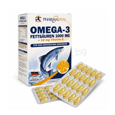 ОМЕГА-3 Мастни киселини и витамин Е 1000 мг 100 капсули Pharma Vital (Omega 3 1000 mg 100 Capsules Pharma Vital) Хранителна добавка
