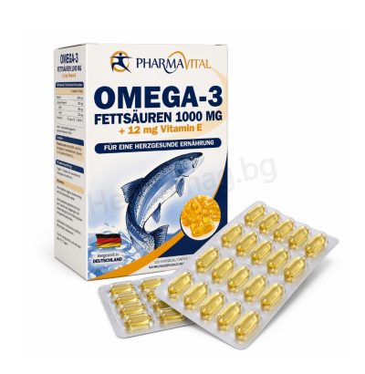 ОМЕГА-3 Мастни киселини и витамин Е 1000 мг 100 капсули Pharma Vital (Omega 3 1000 mg 100 Capsules Pharma Vital) Хранителна добавка