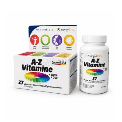 Витамини A-Z + Лутеин и Q10 60 таблетки, Pharma Vital (Vitamins A-Z + Lutein & Q10 60 Tablets Pharma Vital) Хранителна добавка