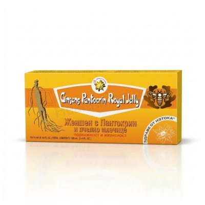 Женшен с пантокрин и пчелно млечице флакони x 10, TNT (Ginseng + Pantocrin + Royal Jelly Liquid Vials x 10) Хранителна добавка