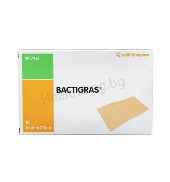 Бактиграс превръзка за рани 15 x 20 см, Smith & Nephew (Bactigras Wound Dressing 15 x 20 cm)