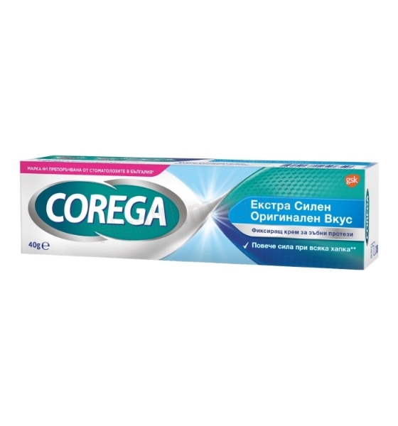 КОРЕГА фиксиращ крем за зъбни протези Corega Extra Strong Original, 40 г