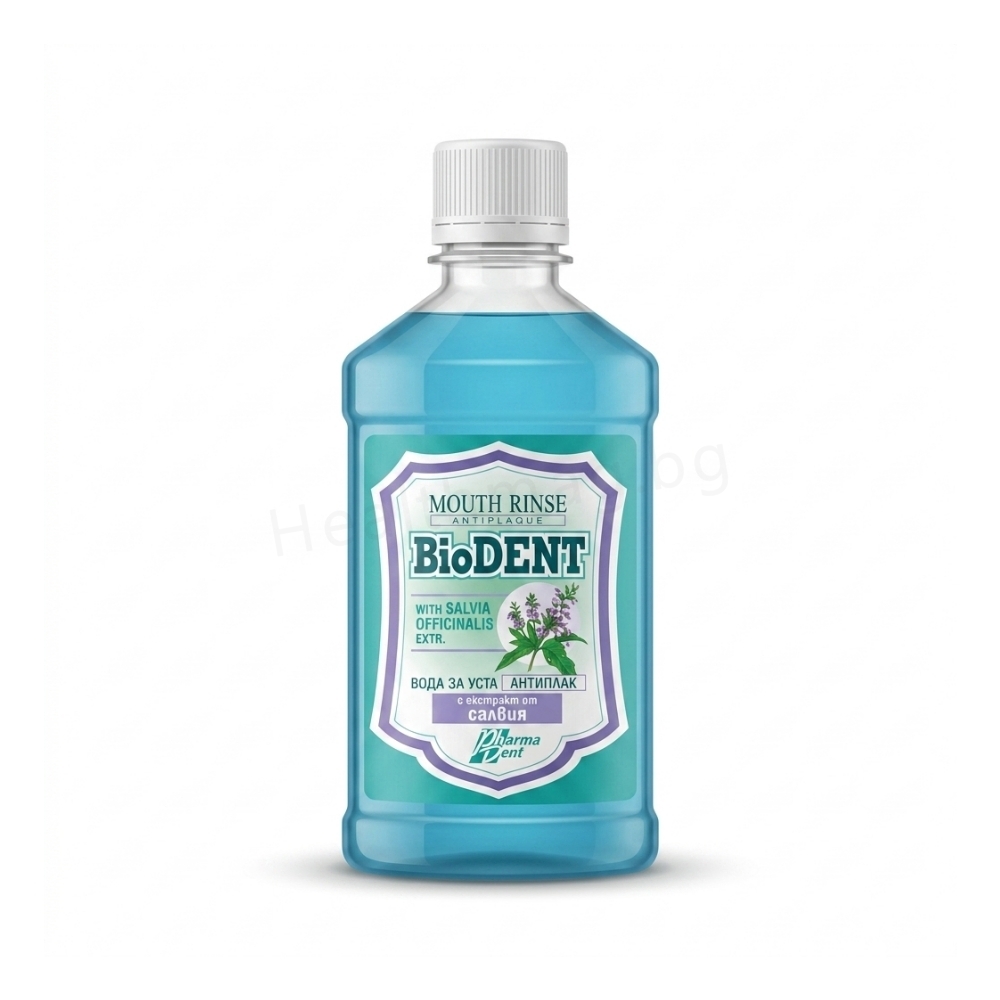 Вода за уста със салвия 300 мл, BioDent (BioDent Antiplaque Salvia Mouthwash 300 ml)