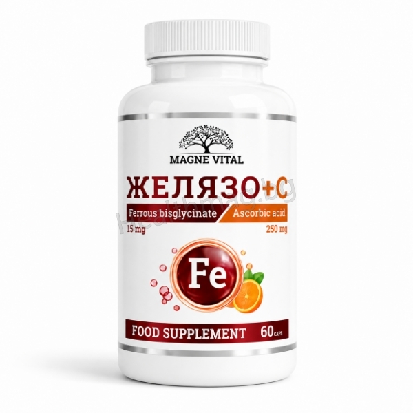 Желязо + Витамин C капсули х 60 - Magne Vital Magne Vital Iron + Vitamin C, 60 Capsules